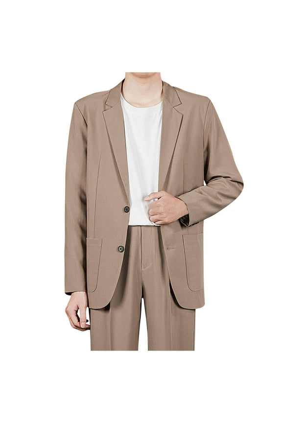 Men's Oversize Blazer Jacket Long Sleeved Lapel Breasted Suit Jacket Hanging Pocket Suit Jacket