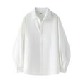 thumbnail image 1 of Men's Oversize Blouse Casual Lapel Button Down Shirt Solid Color Long Sleeve Business Shirt Top, 1 of 2