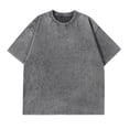 thumbnail image 1 of Men’s Oversized Acid Washed T-Shirt, Solid Short Sleeve Loose Fit Casual Basic Streetwear Tee, 1 of 3