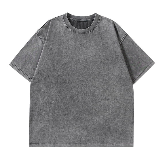 Men’s Oversized Acid Washed T-Shirt, Solid Short Sleeve Loose Fit Casual Basic Streetwear Tee