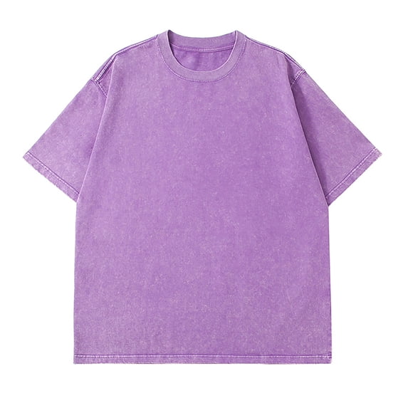 Men’s Oversized Acid Washed T-Shirt, Solid Short Sleeve Loose Fit Casual Basic Streetwear Tee
