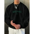thumbnail image 1 of Men's Oversized Beige Sweatshirt with Green Milan Lettering - Casual Round Neck Long Sleeve Pullover, Italian-Inspired Design, Machine Washable Loose Fit for Everyday & Travel, 1 of 6