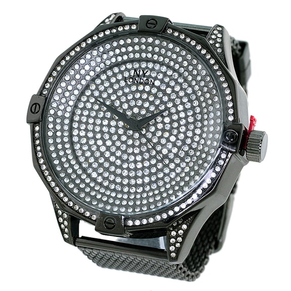 Men’s Oversized Black Ice-Out Clubbing Watch – 57mm, 17mm thick case