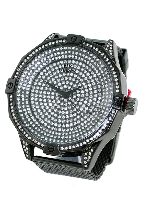 Mens Oversized Black Ice-Out Clubbing Watch  57mm, 17mm thick case