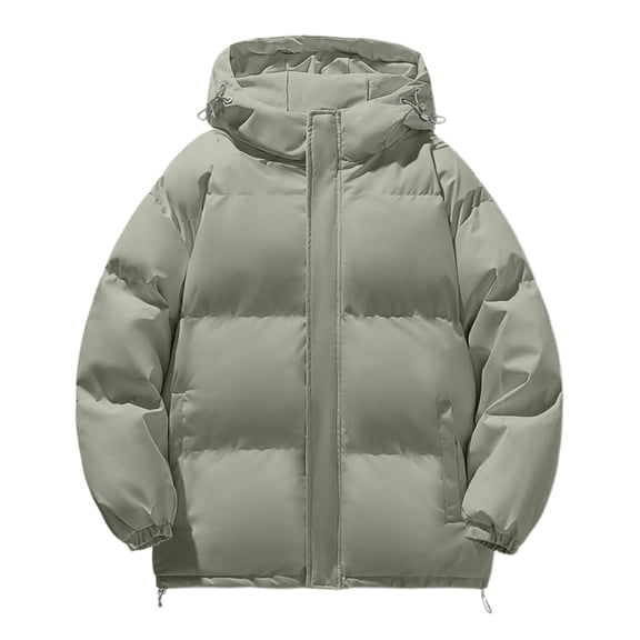 Men's Oversized Casual Down Jacket - Long Sleeve Hooded Outerwear, Light Green, M