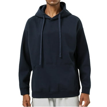 Men's Oversized Casual Hooded Sweatshirts Solid Fall Cotton Hoodies Comfy Big and Tall Pullover Tops with Kangaroo Pocket