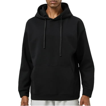 Men's Oversized Casual Hooded Sweatshirts Solid Fall Cotton Hoodies Comfy Big and Tall Pullover Tops with Kangaroo Pocket