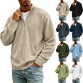 thumbnail image 1 of Men's Oversized Corduroy Half Zip Sweatshirts Mock Neck Long Sleeve Pocket Loose Fit Casual Everyday Fall Winter Tops, 1 of 8