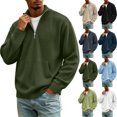 thumbnail image 1 of Men's Oversized Corduroy Half Zip Sweatshirts Mock Neck Long Sleeve Pocket Loose Fit Casual Everyday Fall Winter Tops, 1 of 8