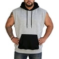 thumbnail image 1 of Men's Oversized Cotton Sleeveless Hoodie, Elastic Stretchy Fabric with Drawstring and Kangaroo Pocket, Cut off Shirt Sleeveless Pullover, Perfect for Plus Size Comfort and Stylish Layering, Big and T, 1 of 7
