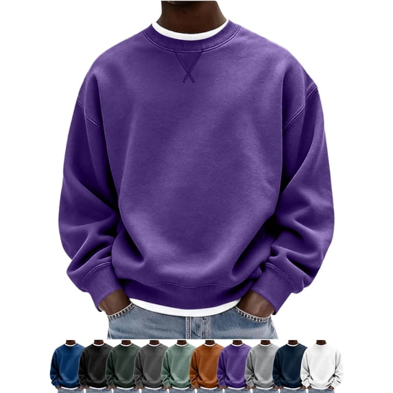 Pullover Tops for Men Crew Neck Long Sleeve Layered Look Loose Fit Everyday Wear