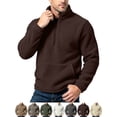 thumbnail image 1 of Men's Oversized Fleece Half Zip Stand Collar Sweatshirt Long Sleeve Kangaroo Pocket Loose Fit Casual Everyday Fall Winter Pullover Top, 1 of 9