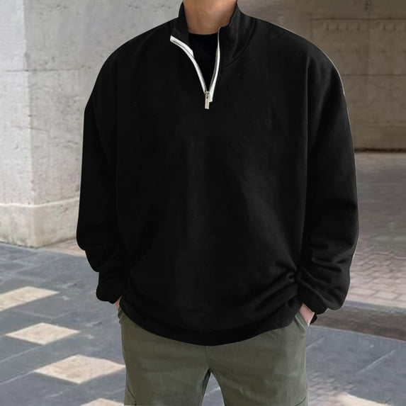 Men's Oversized Fleece Hoodies Zip Up Sweatshirts Solid Color Basic Lightweight Fall Fashion Sport Sweatshirt with Pockets