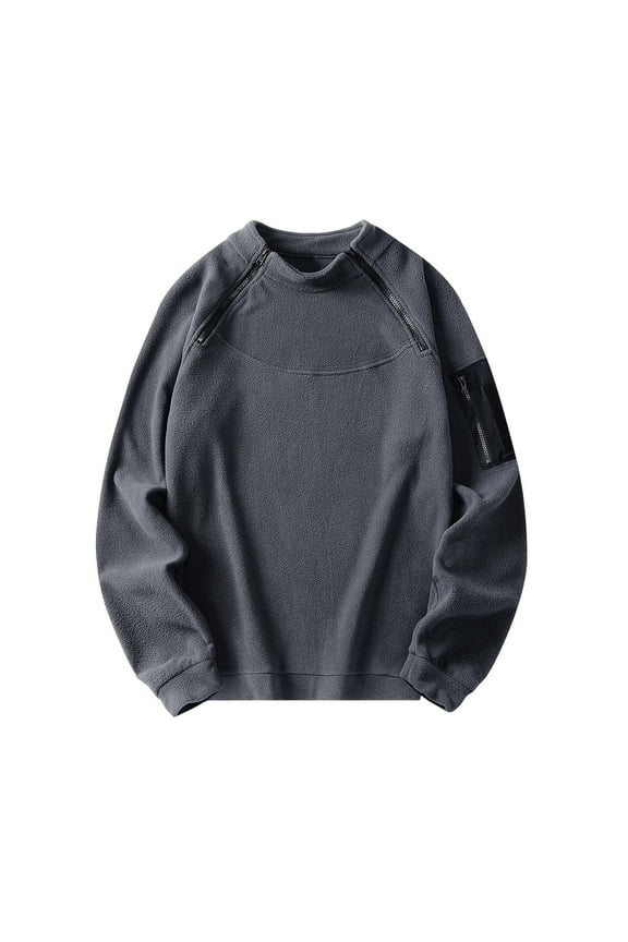 Men's Oversized Fleece Sweater Long Sleeve Stand Collar 1/4 Zip Pullover Fuzzy Thermal Jumpers Tops Winter (4XL, Gray)