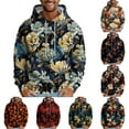 thumbnail image 1 of Men's Oversized Flowers Print Hooded Sweatshirt, Long Sleeve Loose Fit Casual Pullover for Fall Winter, Graphic Hoodie,Beige,L, 1 of 5