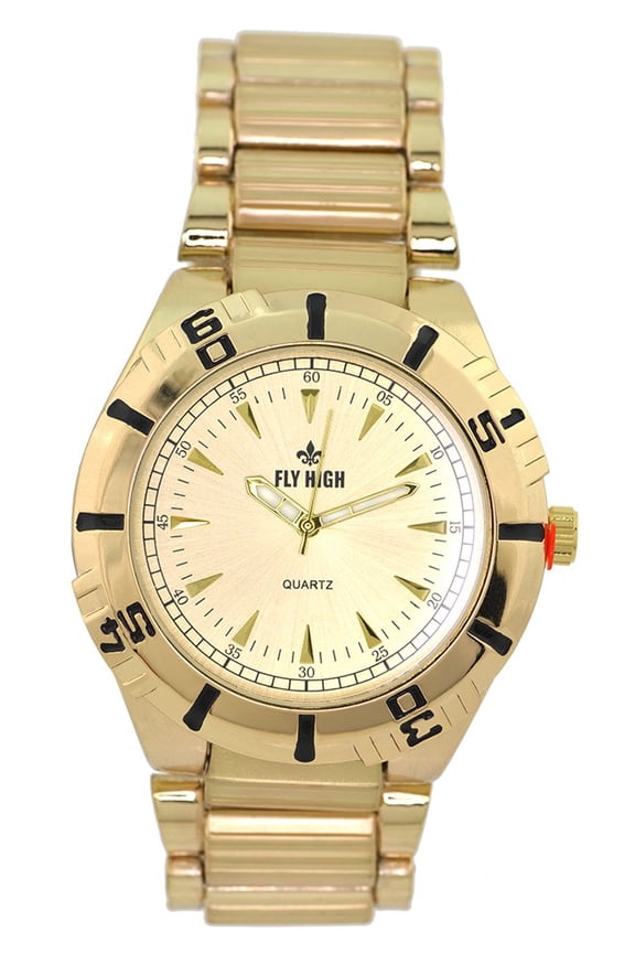 Mens Oversized Gold-Tone Business & Clubbing Watch  49mm, 15mm thick Case