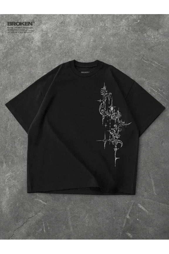 Men's Oversized Gothic Abstract Graphic Streetwear T-Shirt