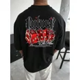 thumbnail image 1 of Men's Oversized Gothic Streetwear Chrome Red Dice Graphic T-Shirt, 1 of 6