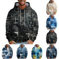 thumbnail image 1 of Men's Oversized Graffiti Print Hooded Sweatshirt, Long Sleeve Loose Fit Casual Pullover Fleece Hoodie for Streetwear,Black,2XL, 1 of 5