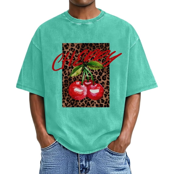 Men’s Oversized Graphic T-Shirt, Vintage Washed Cotton Tee, Short Sleeve Loose Fit Casual Top