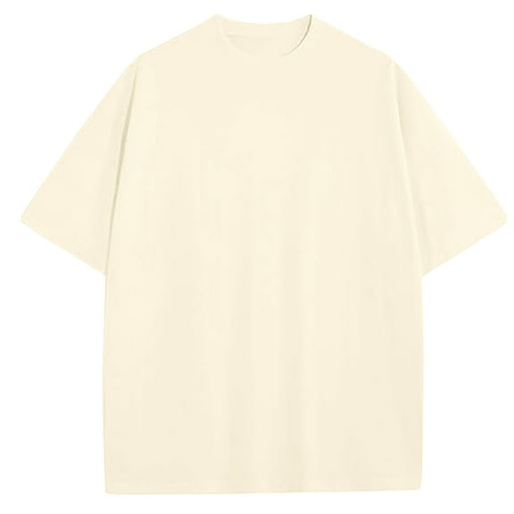 Men's Oversized Heavyweight Cotton Crew Neck Short Sleeve Tshirts Loose Fit Tops (S-3XL)