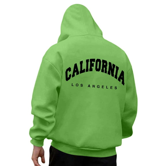 Men's Oversized Hoodeis California Y2K Letter Print Long Sleeved Hooded Sweatshirts Fall Stylish Casual Relaxed Fit Tops Green XXL