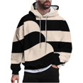 thumbnail image 1 of Men's Oversized Hoodies Drawstring Pullover Sweatshirt with Hood Geometric Graphic Long Sleeve Pockets Hooded Shirt (Black 3XL), 1 of 5