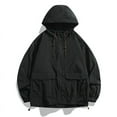 thumbnail image 1 of Men's Oversized Lightweight Waterproof Jacket Full Zip Outdoor Sports Hooded Rain Coat Suncreen Windproof Jackets, 1 of 7