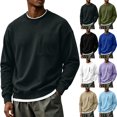 thumbnail image 1 of Men's Oversized Long Sleeve Crewneck Sweatshirts Zip Pocket Pullover Loose Fit Casual Basic Everyday Fall Winter Tops, 1 of 8