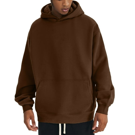 Men's Oversized Pullover Hoodie Soft Velvet Long Sleeve Casual Sweater With Pockets For Winter Fall Season Oversized Pullover Long Sleeve Crewneck Casual Tops
