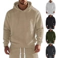 thumbnail image 1 of Men's Oversized Solid Color Hooded Sweatshirt, Lightweight Knit Pullover with Long Sleeves and Pockets, Fall Streetwear Casual Loose Fit Top,Army Green,L, 1 of 7