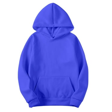 Men's Oversized Solid Color Hoodies Long Sleeve Pullover Sweatshirt with Pockets for Men Casual Loose Hooded Top (Blue L)