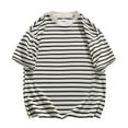 thumbnail image 1 of Men's Oversized Striped T-Shirt Short Sleeved Round Neck Casual Tee Shirts Summer Loose Basic Tops Streetwear, 1 of 4