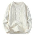 thumbnail image 1 of Men's Oversized Sweater Ribbed Knit Long Sleeve Crew Neck Pullover Shirts 90s Vintage Casual Fall Winter Warm Tops Outfit (M, White), 1 of 5