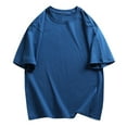 thumbnail image 1 of Men's Oversized T-Shirts Cotton Unisex Crew Neck Heavyweight Loose Fit Short Sleeve Shirt Classic Soft Tees Dark Blue M, 1 of 5