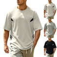 thumbnail image 1 of Men's Oversized T-Shirts Loose Fit Gym Short Sleeves Drop Shoulder Tops Fashion Streetwear Workout Tees Size M-4XL White-C, 1 of 9