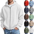 thumbnail image 1 of Men's Oversized Waffle Knit Zip Up Hoodie, Relaxed Fit Casual Hooded Sweatshirt With Pockets, 1 of 8