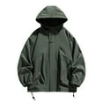 thumbnail image 1 of Men's Oversized Windbreaker Jackets Loose Hooded Cargo Windbreaker Lightweight Packable Hidden Zipper Pockets Street Travel Jacket for Men Olive Green L, 1 of 4