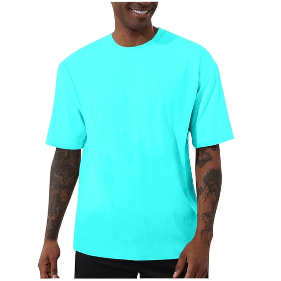 Men's Oversized Workout T-Shirts Lightweight Quick Dry Short Sleeve Tshirts Crew Neck Loose Fit Athletic Tops Size 5XL Mint Green