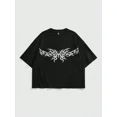 thumbnail image 1 of Grunge Y2K Tribal Butterfly Graphic Cotton Men Women T-Shirt, 1 of 6