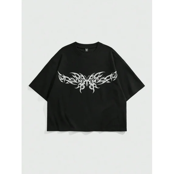 Grunge Y2K Tribal Butterfly Graphic Cotton Men Women T-Shirt