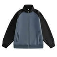 thumbnail image 1 of Men's Oversized Zip up Sweatshirt Color Block Mock Neck Hoodless Sweatshirt Coat Sports Loose Long Sleeve Jackets Activewear Men Sweatshirts Trendy Gray 3XL, 1 of 2