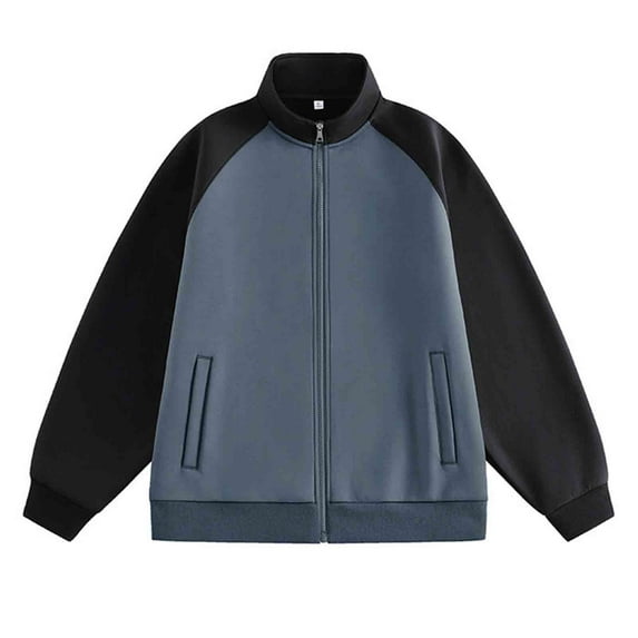 Men's Oversized Zip up Sweatshirt Color Block Mock Neck Hoodless Sweatshirt Coat Sports Loose Long Sleeve Jackets Activewear Men Sweatshirts Trendy Gray 3XL