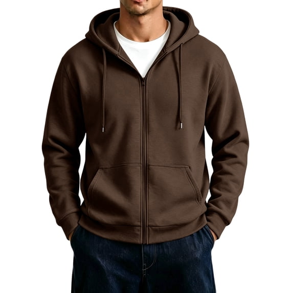 Men's Oversized Zip Up Hoodie Fleece Sweatshirts with Pockets Fall Clothes Outfits Long Sleeve Winter Jackets Relaxed Fit Coat 3XL