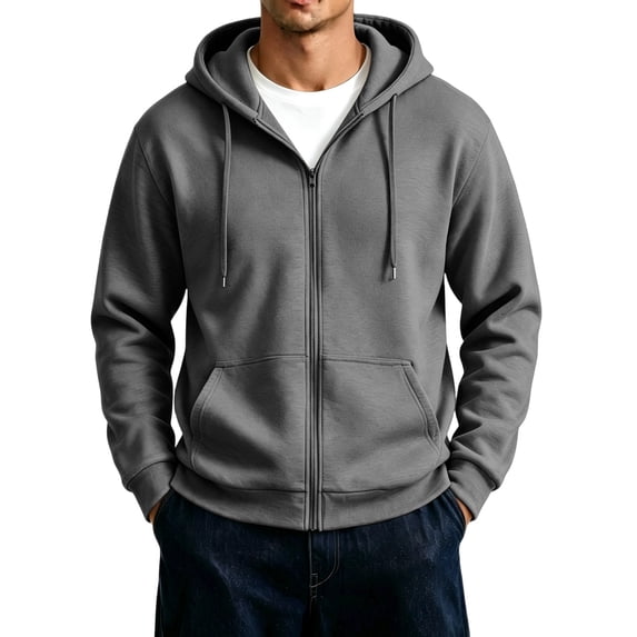 Men's Oversized Zip Up Hoodie Fleece Sweatshirts with Pockets Fall Clothes Outfits Long Sleeve Winter Jackets Relaxed Fit Coat M