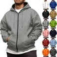 thumbnail image 1 of Men's Oversized Zip Up Hoodie Fleece Sweatshirts with Pockets White L, 1 of 7
