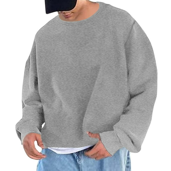 Men's Overszied Crewneck Sweatshirt Casual Lightweight Fleece Basic Pullover Tops Solid Color Soft Loose fit Sweatshirt