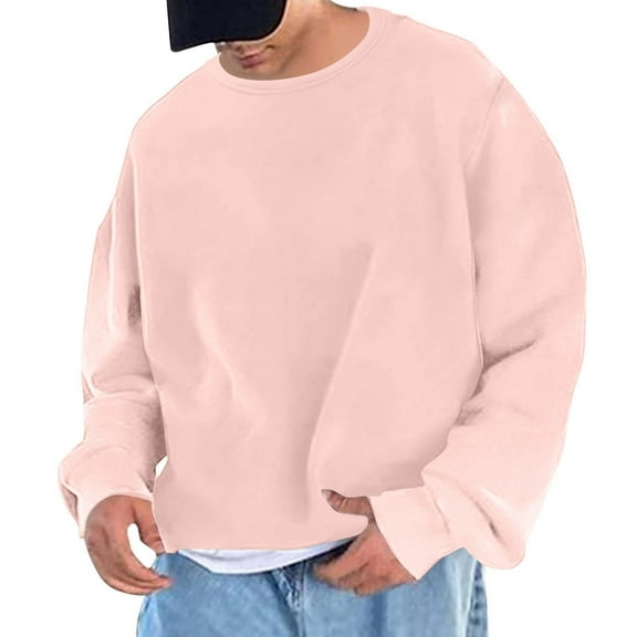 Men's Overszied Crewneck Sweatshirt Casual Lightweight Fleece Basic Pullover Tops Solid Color Soft Loose fit Sweatshirt