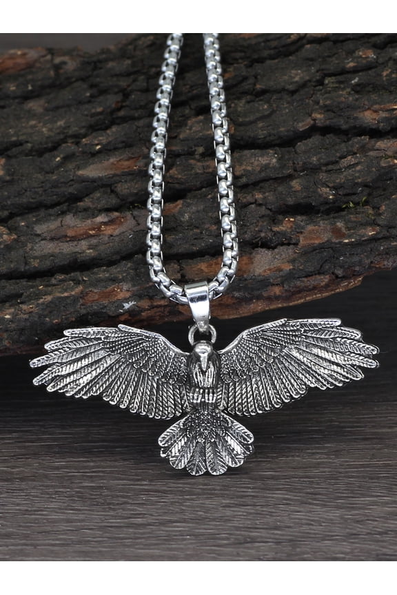 Men's Owl Necklace, Owl Twig Necklace Punk Rock Owl Bird Rune Necklace Viking Owl Pendant Necklace Men~s Hip Hop Owl Animal Necklace Jewelry Gifts Father's Day Accessories