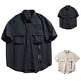 thumbnail image 1 of Men's Oxford Button Down Quick Dry Shirt, Short Sleeve Wrinkle Free Work Shirt, Spread Collar Regular Fit Polyester Spandex, Casual Daily Business Travel Golf Fishing, | Zenithor,Black 2XL, 1 of 3